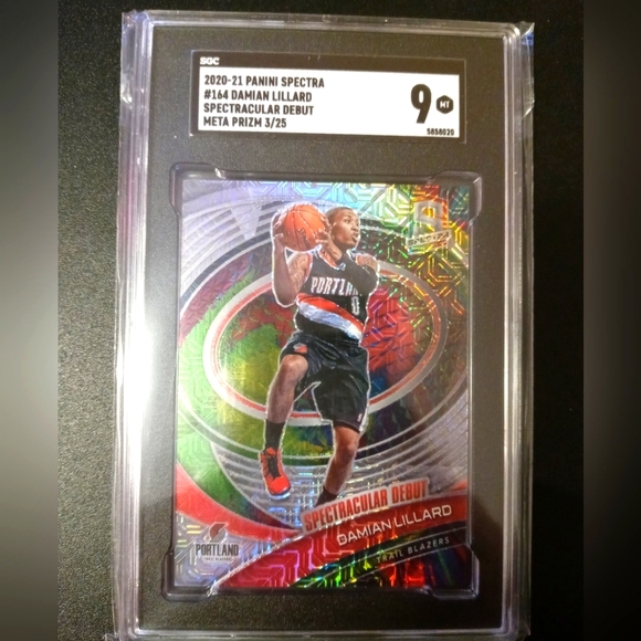 Damian lillard meta prizm card /25 spectra basketball 2020-21 graded sgc 9 - Picture 2 of 6